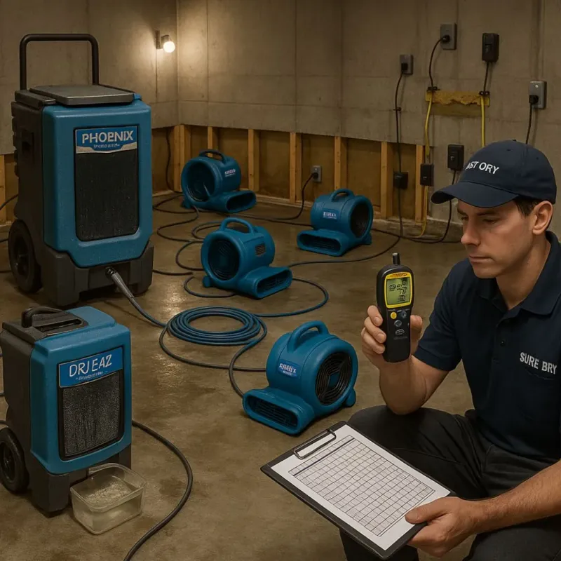 Structural Drying and Dehumidification process in East Richmond Heights, CA